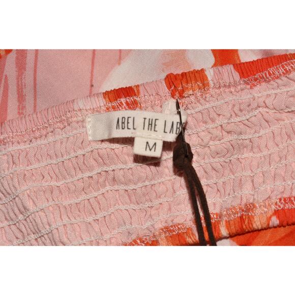 ABEL THE LABEL NEW $178 Flower Bomb Lola High Low‎ Dress Pink Orange Medium - Picture 3 of 3